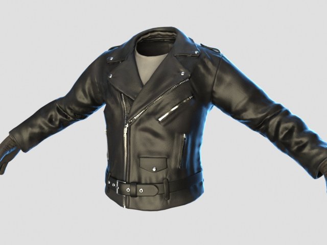 black leather jacket 3D Model .c4d .max .obj .3ds .fbx .stl .blend 