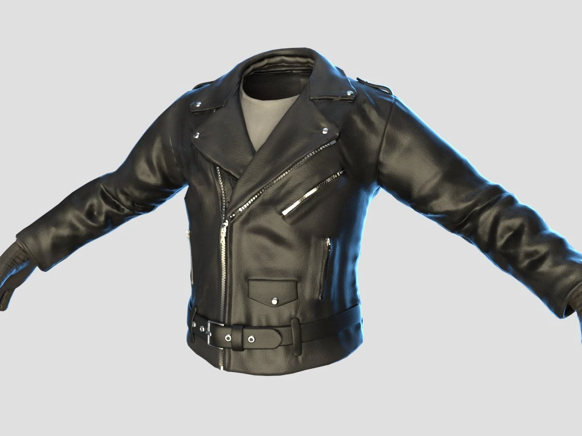 black leather jacket 3D Model .c4d .max .obj .3ds .fbx .stl .blend 