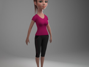 Cartoon girl amanda rigged 3D Модель