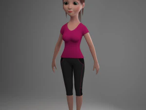 Cartoon girl amanda rigged 3D Model