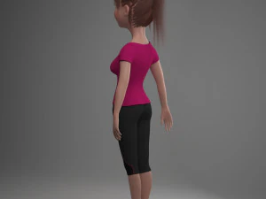 Cartoon girl amanda rigged 3D Model