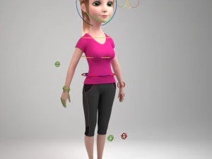 Cartoon girl amanda rigged 3D Model