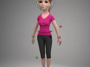 Cartoon girl amanda rigged 3D Model