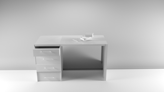 desk with books and pencil Model 3D .c4d .max .obj .3ds .fbx .stl .blend