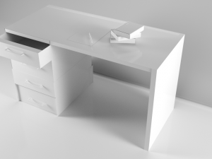 desk with books and pencil Model 3D