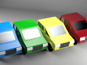 low poly four cars pack 3D Model