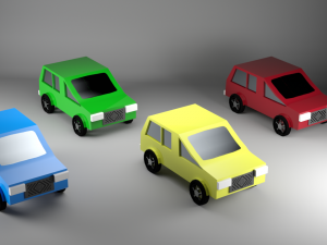 low poly four cars pack 3Dモデル