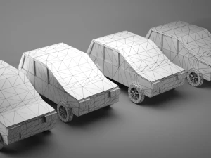 low poly four cars pack 3D Model