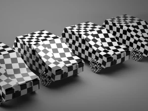 low poly four cars pack 3D Model