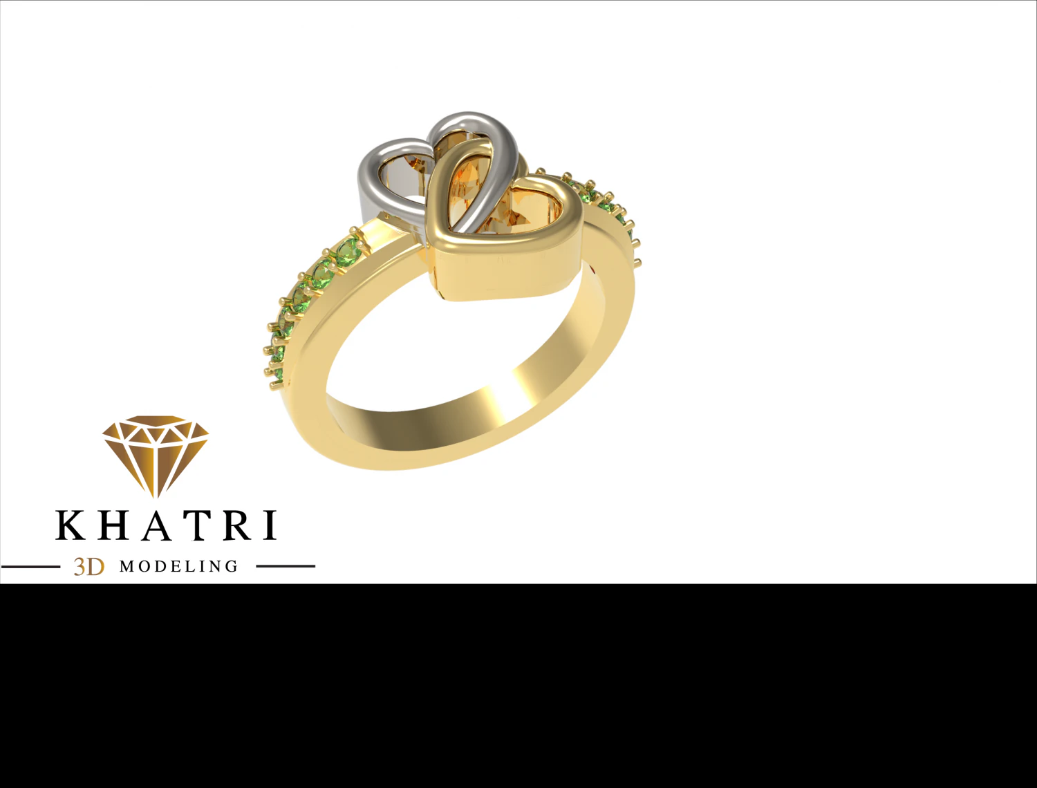 Podw&oacute;jny pierścionek w kształcie serca Model do druku 3D .c4d .max .obj .3ds .fbx .stl .blend 