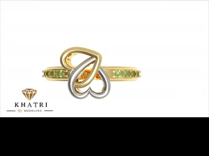 Podw&oacute;jny pierścionek w kształcie serca Model do druku 3D