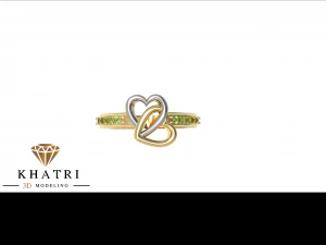 Podw&oacute;jny pierścionek w kształcie serca Model do druku 3D