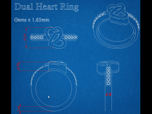 heart shape dual ring Model do druku 3D