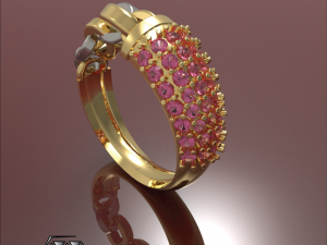 chain ring with gems 3D 프린트 모델