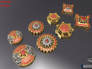 multi shaped pendants with earrings total 8 pieces 3D 모델