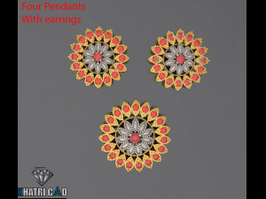 multi shaped pendants with earrings total 8 pieces Modèle 3D