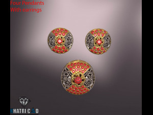 multi shaped pendants with earrings total 8 pieces Modèle 3D