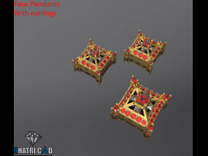 multi shaped pendants with earrings total 8 pieces Modèle 3D