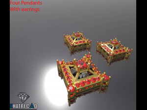 multi shaped pendants with earrings total 8 pieces Modèle 3D