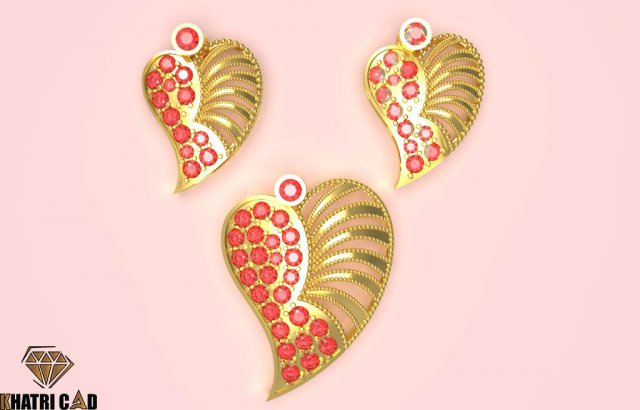 heart pendant with beads 3D Print Model .c4d .max .obj .3ds .fbx .stl .blend 