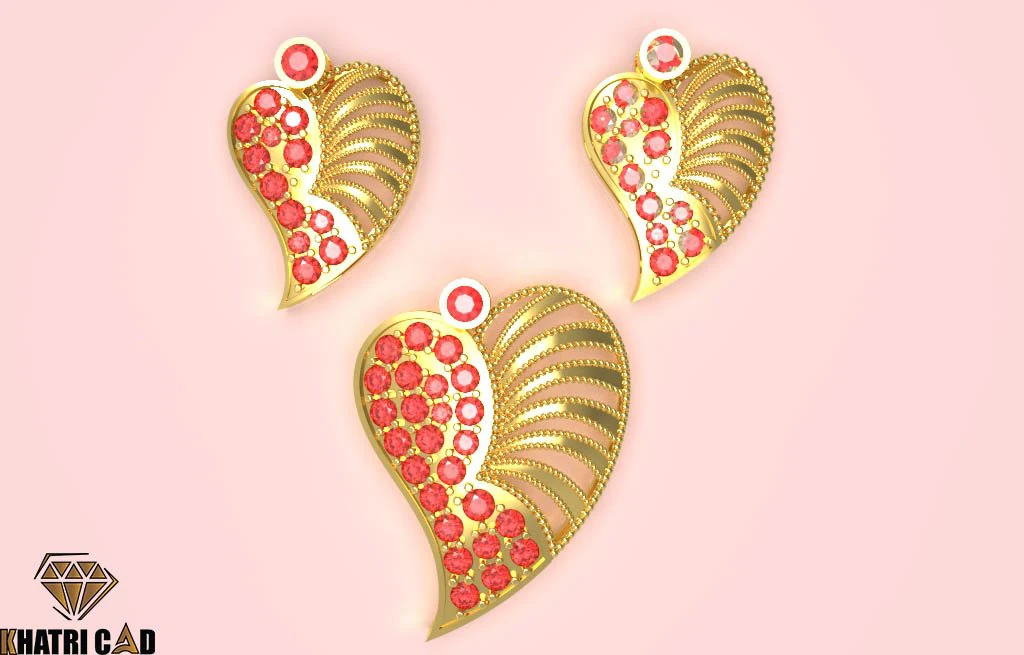 heart pendant with beads 3D Print Model .c4d .max .obj .3ds .fbx .stl .blend 