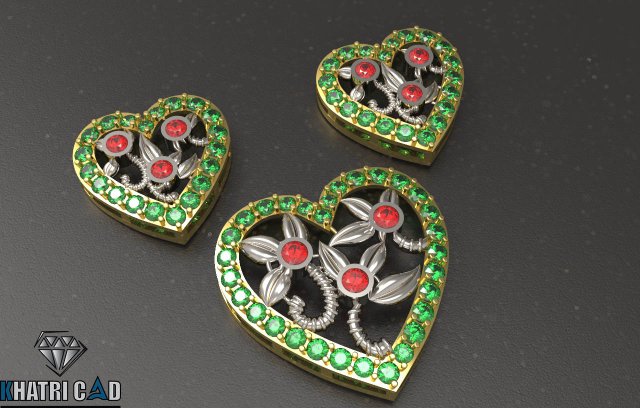 heart pendant with flowers 3D-Druckmodell .c4d .max .obj .3ds .fbx .stl .blend 