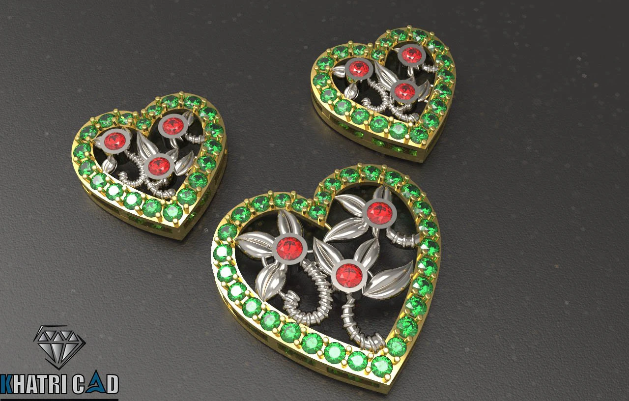 heart pendant with flowers 3D Print Model .c4d .max .obj .3ds .fbx .stl .blend