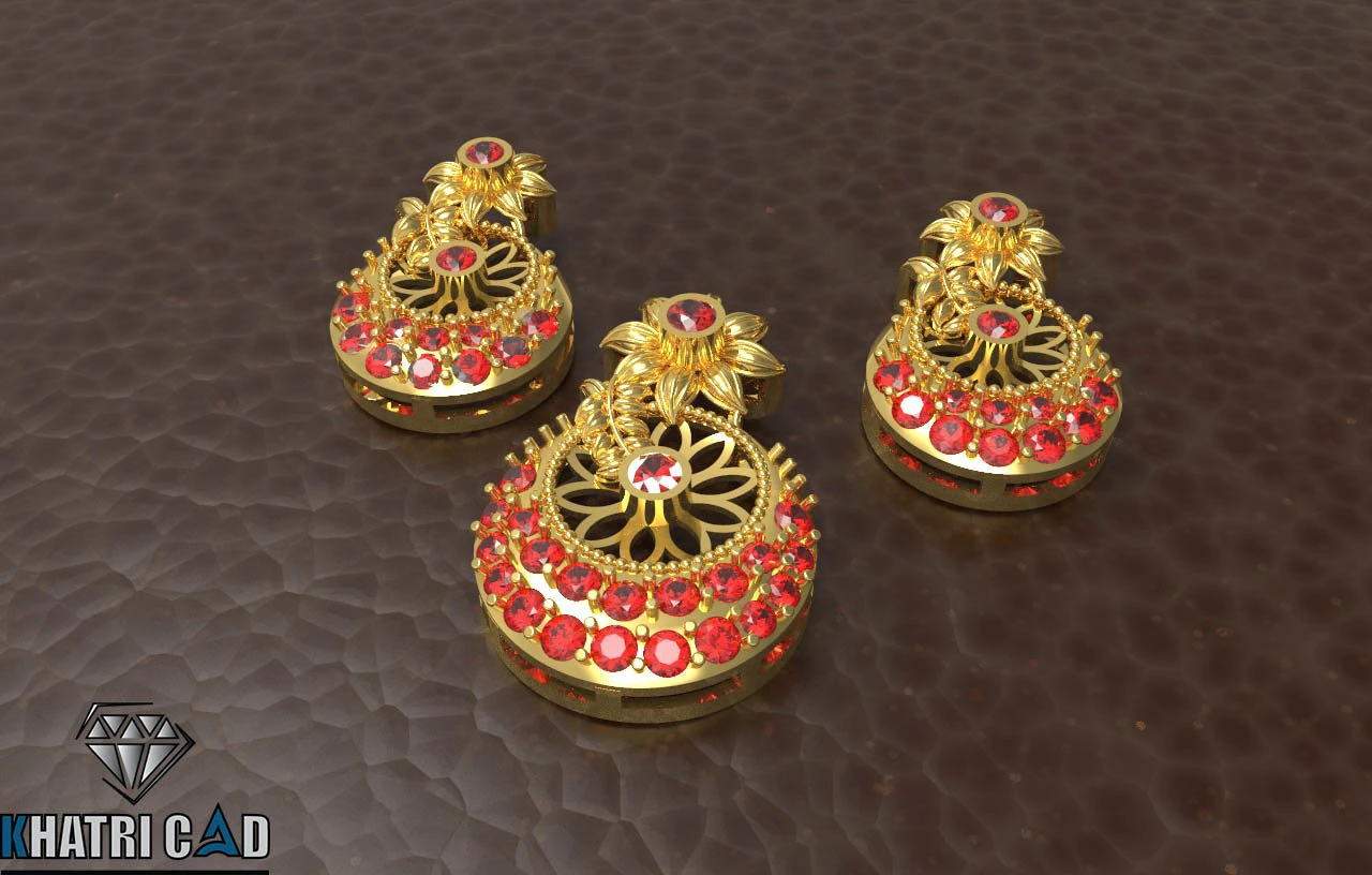 flower pendant with gemstones 3D Print Model .c4d .max .obj .3ds .fbx .stl .blend 