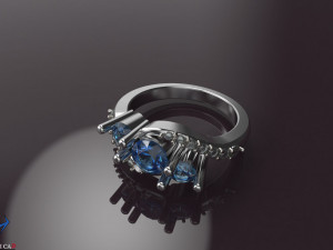 3 stones engagement ring 3Dプリントモデル