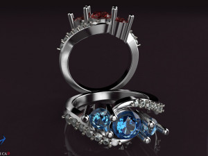 3 stones engagement ring 3D 打印模型