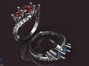 3 stones engagement ring 3D 打印模型