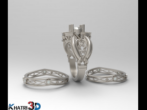 engagement ring with wedding band Modello 3D