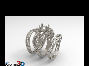 engagement ring with wedding band 3D 모델
