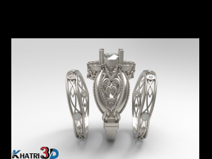 engagement ring with wedding band 3D 모델