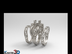engagement ring with wedding band 3D 모델