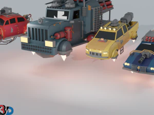 scifi car collection low poly 3D Model