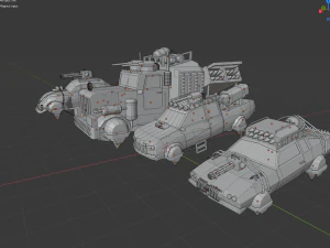 scifi car collection low poly 3D Model