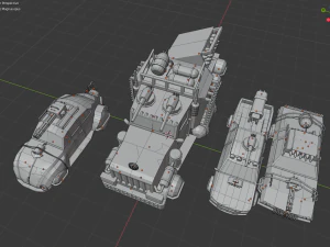 scifi car collection low poly 3D Model