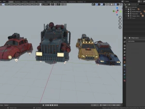 scifi car collection low poly 3D Model
