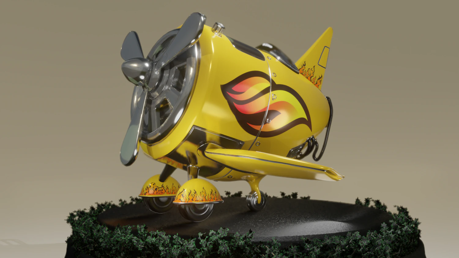 stylized airplane pbr 3D Model .c4d .max .obj .3ds .fbx .stl .blend