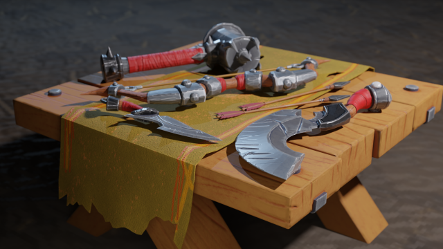 stylized medieval set lowpoly pbr Model 3D .c4d .max .obj .3ds .fbx .stl .blend 