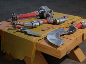 stylized medieval set lowpoly pbr 3D Model