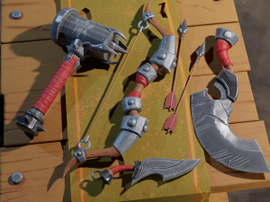stylized medieval set lowpoly pbr Model 3D