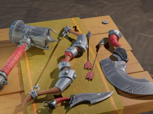 stylized medieval set lowpoly pbr 3D Model