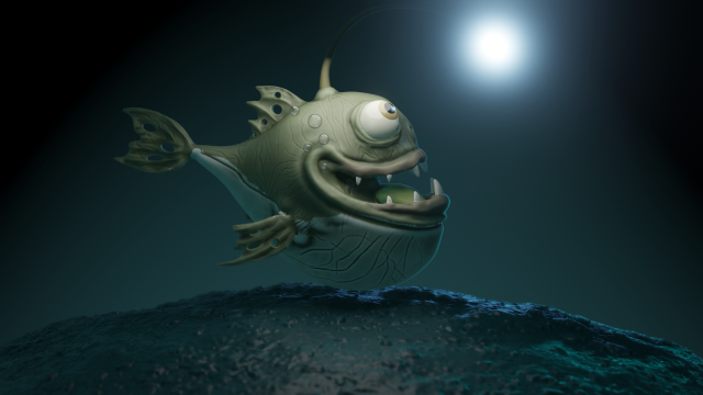 angler fish stylized Model 3D .c4d .max .obj .3ds .fbx .stl .blend