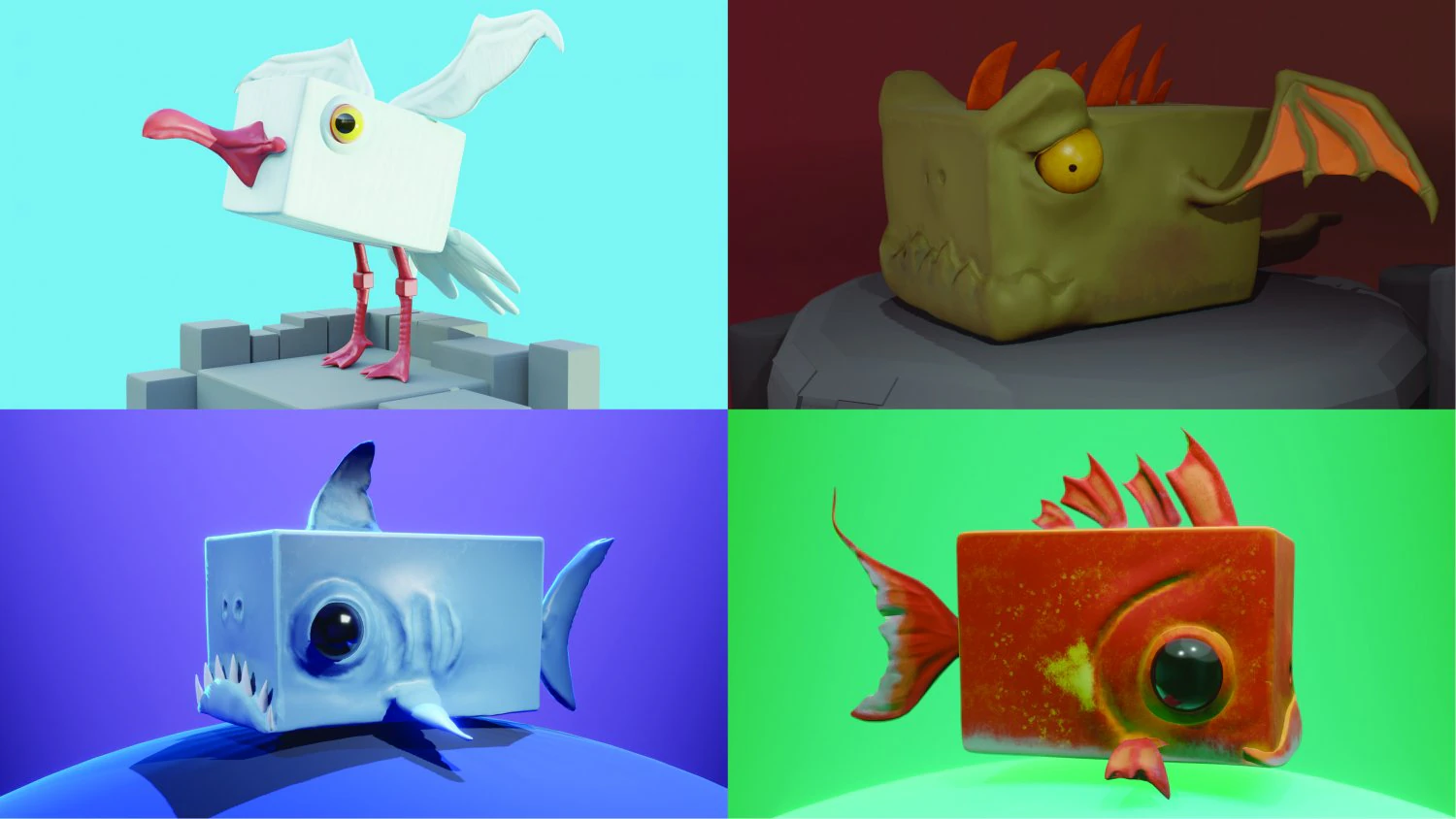 stylized creatures pack low-poly 3D Model .c4d .max .obj .3ds .fbx .stl .blend 