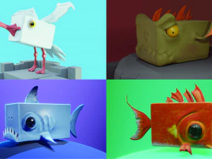 Stilisierte Kreaturen packen Low-Poly 3D Modell