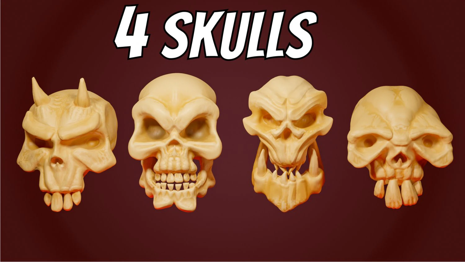 stylized skulls collection 3D Print Model .c4d .max .obj .3ds .fbx .stl .blend 