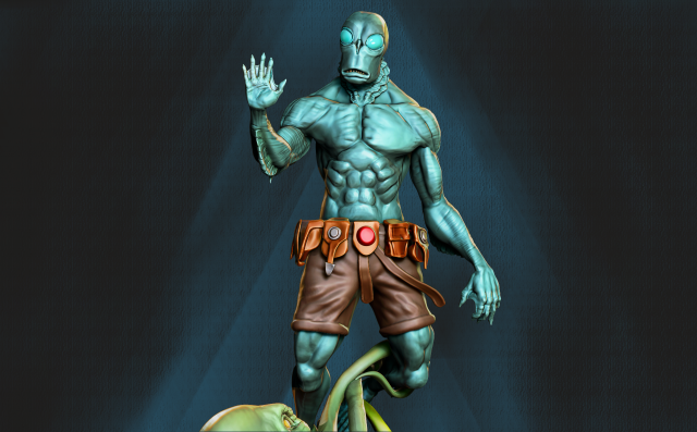 abe sapien sea creature miniature 3d print model Model Cetak 3D .c4d .max .obj .3ds .fbx .stl .blend 