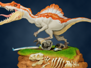 spinosaurus miniature print also with textures two versions 3d print model 3D Model